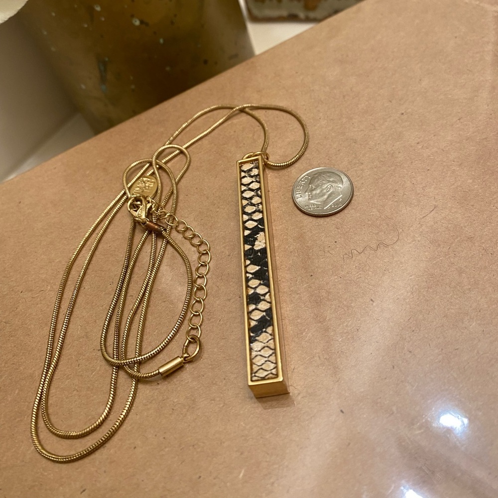 Snake print gold pendant necklace